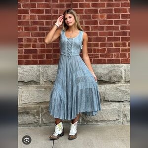 Scully Elegant Blue Lace-Up Women's Dress_Medium